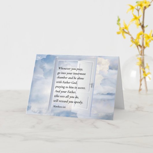 Matteüs 6:6 Wanneer u bidt Christelijke Bijbelvers Kaart (Gele Bloem)