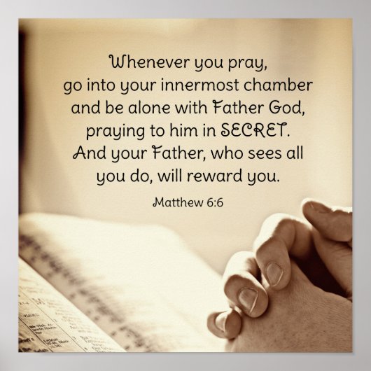 Matteüs 6:6 Wanneer u bidt Christelijke Bijbelvers Poster (Voorkant)
