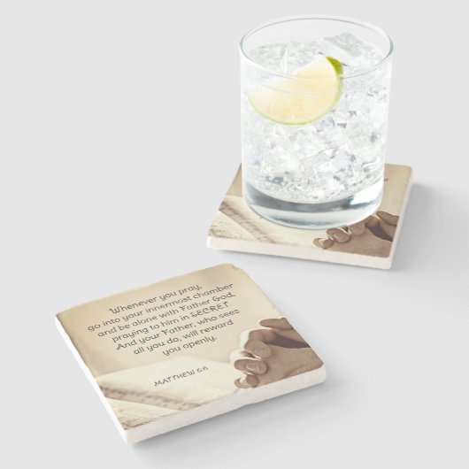 Matteüs 6:6 Wanneer u bidt Christelijke Bijbelvers Stenen Onderzetter (Zijkant)