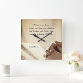 Matteüs 6:6 Wanneer u bidt Christelijke Bijbelvers Vierkante Klok (Huis)