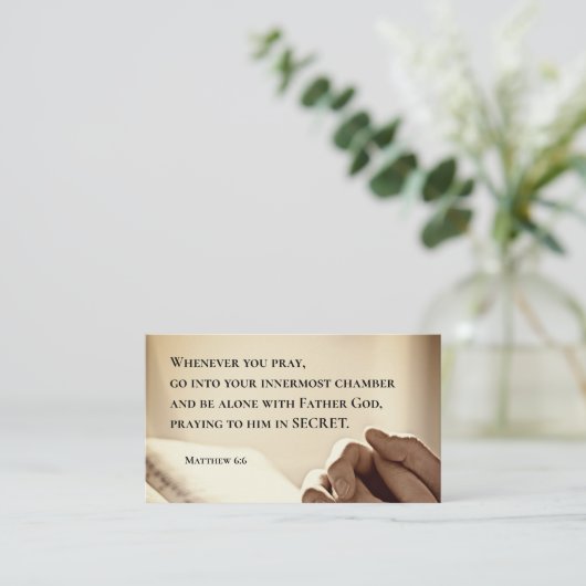 Matteüs 6:6 Wanneer u bidt Christelijke Bijbelvers Visitekaartje (Staand voorkant)