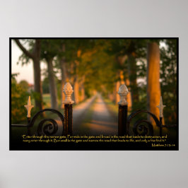 Matteüs 7:13-14 Christelijk Bijbelvers Poster
