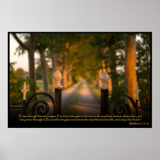 Matteüs 7:13-14 Christelijk Bijbelvers Poster