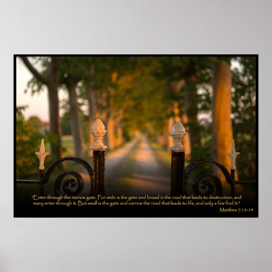 Matteüs 7:13-14 Christelijk Bijbelvers Poster (Voorkant)
