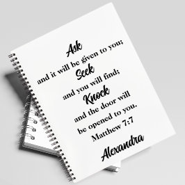 Matteüs 7:7 Bijbelvers Aangepaste naam Gebedsdagbo Notitieboek