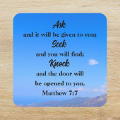 Matteüs 7:7 Blauwe hemel Bijbelvers Vierkante Sticker