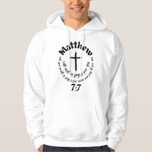 Matteüs 7:7 Circulaire bijbeltekst en het middelst Hoodie