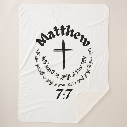 Matteüs 7:7 Circulaire bijbeltekst en het middelst Sherpa Deken (Voorkant)
