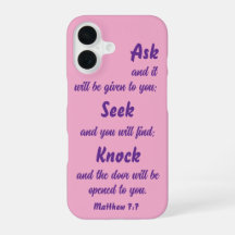 Matteus 7:7 Vraag erom Bijbelvers Roze en Paars