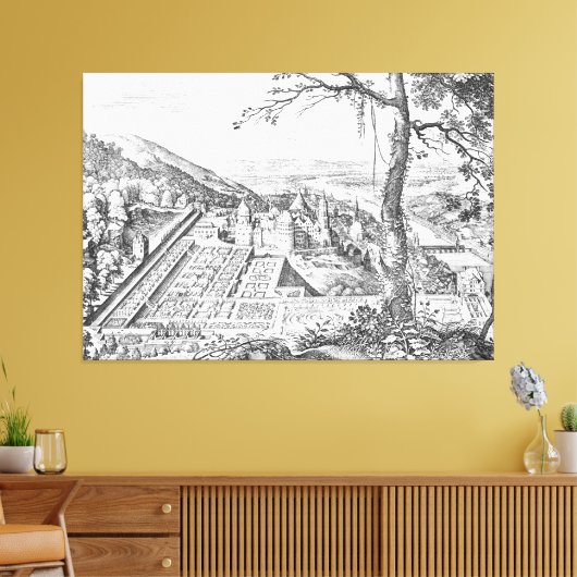Matthäus Merian: Heidelberg - Hortus Palatinus Canvas Afdruk (Insitu (Woonkamer))