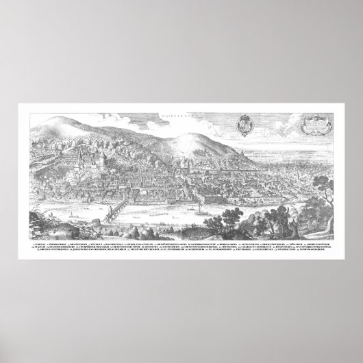 Matthäus Merian: Heidelberg-Panorama von 1620 Poster (Voorkant)