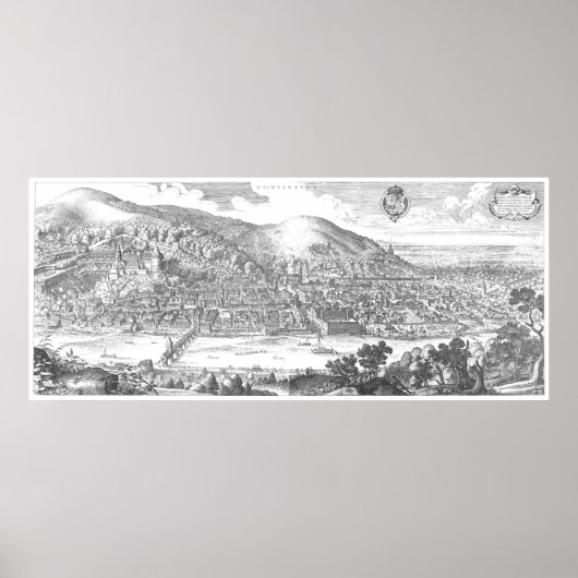 Matthäus Merian: Heidelberg-Panorama von 1620 Poster (Voorkant)