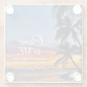 Mattheüs 11:28 Bijbelvers Palmbomen zonsondergang Glazen Onderzetter (Achterkant)