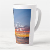 Mattheüs 11:28 Bijbelvers Palmbomen zonsondergang Latte Mok (Rechterhoek)