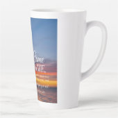 Mattheüs 11:28 Bijbelvers Palmbomen zonsondergang Latte Mok (Rechts)