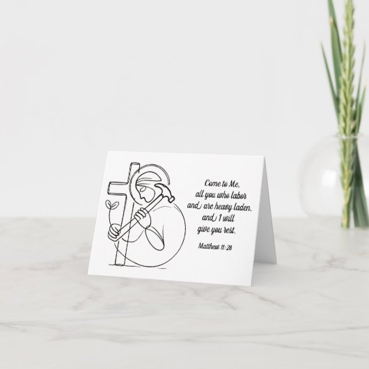 Mattheüs 11:28 Gij allen, die de Schrift bewerkt Kaart (Voorkant)