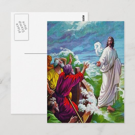 Mattheüs 14:24-33 Jezus wandelt op het briefkaart  (Voorkant / Achterkant)