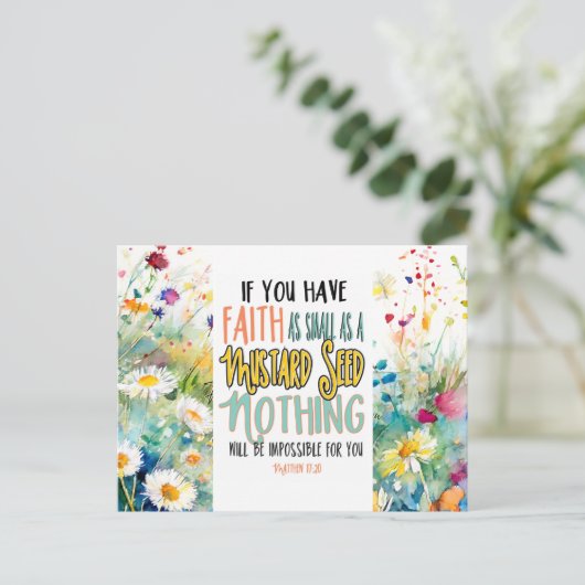 Mattheüs 17:20 Geloof als mosterdzaadbijbelvers Briefkaart (Staand voorkant)