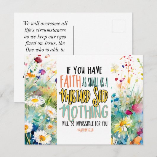 Mattheüs 17:20 Geloof als mosterdzaadbijbelvers Briefkaart (Voorkant / Achterkant)
