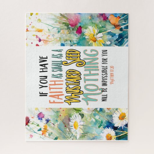 Mattheüs 17:20 Geloof als mosterdzaadbijbelvers Legpuzzel (Verticaal)