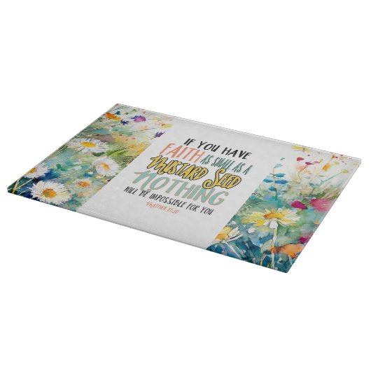 Mattheüs 17:20 Geloof als mosterdzaadbijbelvers Snijplank (Hoek)