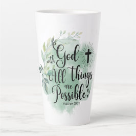 Mattheüs 19:26 Bij God alle dingen mogelijk blad Latte Mok