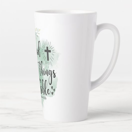 Mattheüs 19:26 Bij God alle dingen mogelijk blad Latte Mok (Rechts)