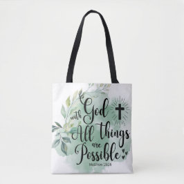 Mattheüs 19:26 Bij God alle dingen mogelijk blad Tote Bag