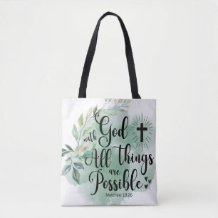 Mattheüs 19:26 Bij God alle dingen mogelijk blad Tote Bag