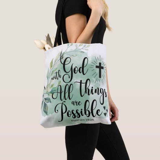 Mattheüs 19:26 Bij God alle dingen mogelijk blad Tote Bag (Dichtbij)