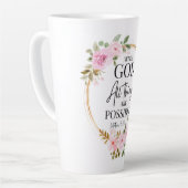 Mattheüs 19:26 Mogelijk met God Roze Bloemen Latte Mok (Linkerhoek)