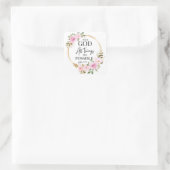 Mattheüs 19:26 Mogelijk met God Roze Bloemen Vierkante Sticker (Tas)