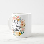 Mattheüs 19:26 Mogelijk met God Schriftbloem Koffiemok (Voorkant links)