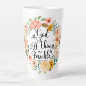 Mattheüs 19:26 Mogelijk met God Schriftbloem Latte Mok (Voorkant)