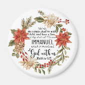 Mattheüs 1:23 Immanuël God met ons Kerstmis Bloeme Magneet (Voorkant)