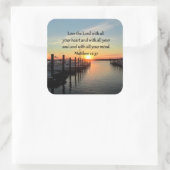 MATTHEÜS 22:37 SUNRISE SCRIPTUUR VERS ONTWERP VIERKANTE STICKER (Tas)