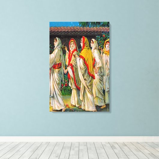 Mattheüs 25:1-13 De dwaze en wijze maagd canvas (Insitu (Houten vloer))