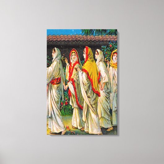 Mattheüs 25:1-13 De dwaze en wijze maagd canvas (Voorkant)