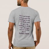 MATTHEÜS 25:35 WANT IK HAD HONGER T-SHIRT (Achterkant)