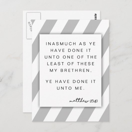 Mattheüs 25:40 Gij hebt het mij gedaan Briefkaart (Voorkant / Achterkant)