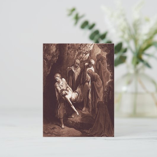 Mattheüs 27:57-61 Jezus wordt begraven in een graf Briefkaart (Staand voorkant)