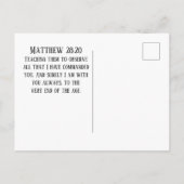 Mattheüs 28:19-20: "Maak discipelen van alle volke Briefkaart (Achterkant)