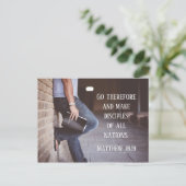 Mattheüs 28:19-20: "Maak discipelen van alle volke Briefkaart (Staand voorkant)