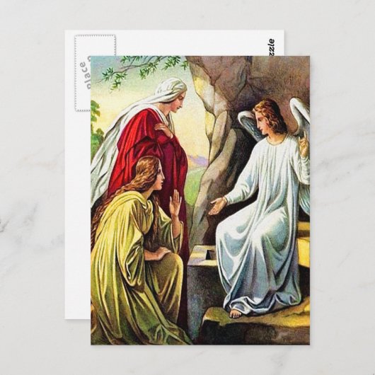 Mattheüs 28:1-7 Hij is niet hier, Hij is opgestaan Briefkaart (Voorkant / Achterkant)