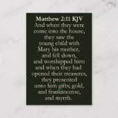 Mattheüs 2:11 KJV Kaarten - Drie wijze Mannen gesc Visitekaartje (Achterkant)
