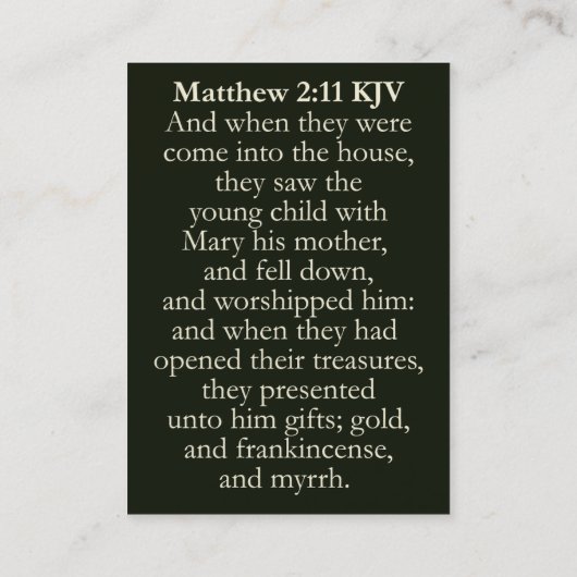 Mattheüs 2:11 KJV Kaarten - Drie wijze Mannen gesc Visitekaartje (Achterkant)