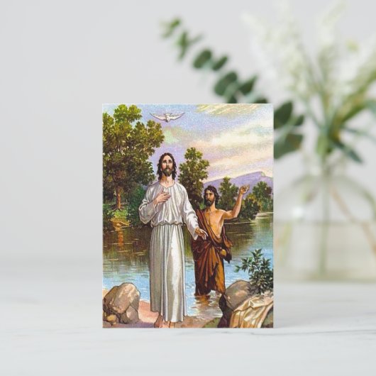 Mattheüs 3:13-17 Jezus is gedoopt in briefkaart (Staand voorkant)