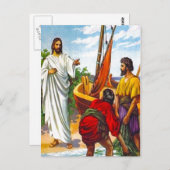 Mattheüs 4:18-22 Jezus roept vissers op 2p Briefkaart (Voorkant / Achterkant)