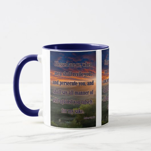 Mattheüs 5:11 KJV Bijbelvers Pic Two-Tone Mok (Links)