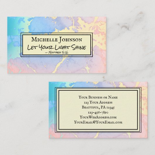 Mattheüs 5:16 Laat uw licht schijnen, Bijbelvers Visitekaartje (Voorkant / Achterkant)
